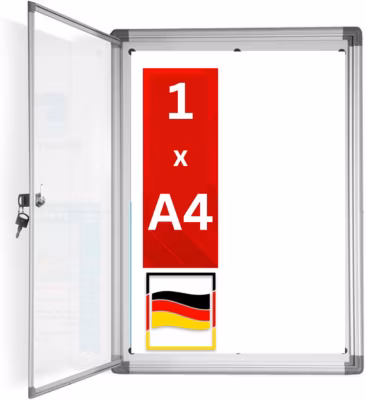 Vitrine murale 37 x 28 cm avec cadre en aluminium, 1 x A4 Panneau magnetique inscriptible tableau affichage avec magnets