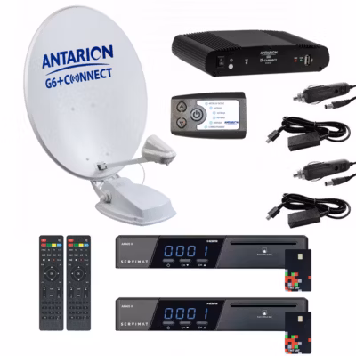 Pack Parabole Satellite Automatique 85cm TWIN + 2x Récepteurs TNTSAT HD + Positionneur ANTARION