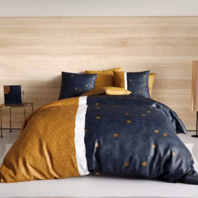 Housse de couette 240×220 BEL OR + 2 taies coton 57 fils