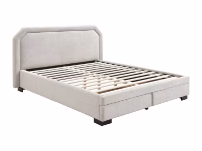 Lit avec tiroirs 140 x 190 cm – Tissu – Beige – INASTO