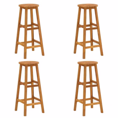 vidaXL 4x Tabourets de Bar Chaises de Bistrot Tabourets de Pub Tabourets de Patio Chaises de Jardin Terrasse Extérieur Bois 310285
