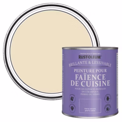 Peinture Beige pour Faïence de Cuisine, Brillant – RUST-OLEUM – Plume 750ml