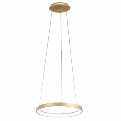 Krizia – Suspension LED dimmable 30W – 2300lm, lumière chaude 3000K, anneau or brossé, diffuseur acrylique, d. 40 cm