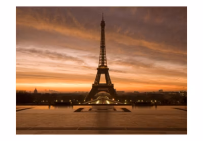 Papier peint intissé panoramique ville et architecture tour eiffel à l&rsquo;aube 200×154 cm