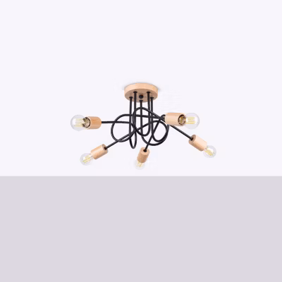 Lustre en acier/bois 5 ampoules 4000K – 15x61x26cm Sollux