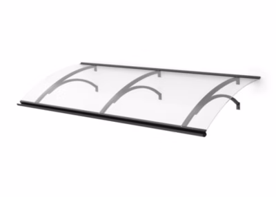 ARCTOM Auvent Olos 197×85, couleur blanc RAL9016, plaque incolore PMMA