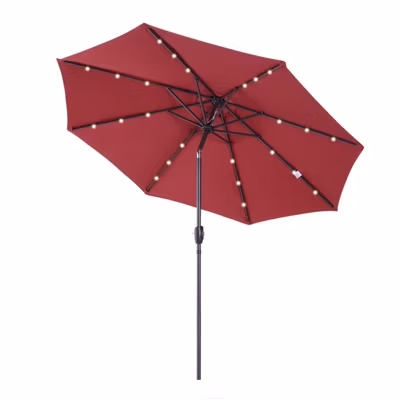 Parasol lumineux octogonal inclinable dia. 2,75 x 2,33 m parasol LED solaire métal polyester haute densité 180 g/m²