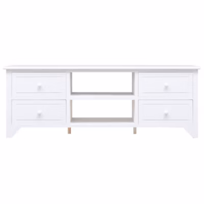Prolenta Premium –  Meuble TV Blanc 108x30x40 cm Bois de Paulownia solide