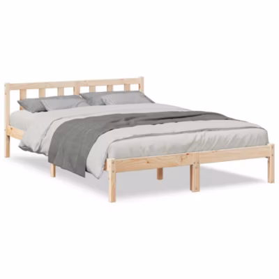 Lit double, Lit adulte, Cadre de lit extra long sans matelas 160×210 cm bois massif pin