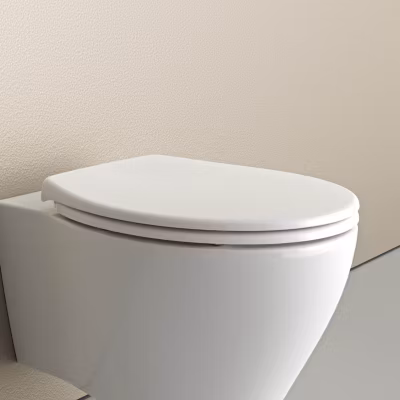 Abattant WC plastique Lunette WC moderne, Cuvette toilette fermeture douceur pour enfant + adulte, Blanc, 44,6×37,1×5,2cm, U2004