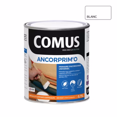 ANCORPRIM&rsquo;O BLANC 0.75L – Primaire d&rsquo;accrochage universel polyperformant en phase aqueuse – COMUS
