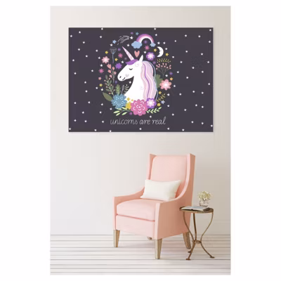 Tableau toile en kit UNICORNS ARE REAL 180 x 130 cm – Toile textile sans PVC, Made in France par Scenolia