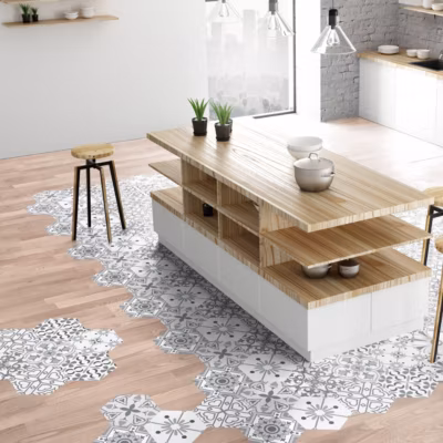 Stickers Sol Anti-dérapant avec Protection – CARRELAGES HEXAGONES SOL FABIANO – 40x90cm-10stickershexagones20x18cm