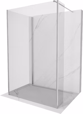 Mexen Kioto paroi de douche Walk-in 140 x 75 x 40 cm, transparent, nickel brossé – 800-140-075-221-97-00-040