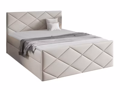 Lit continental Baltimore 155, Unique, Brun clair, Tissu, Disponible