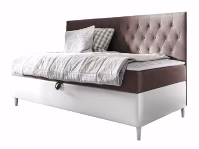 Lit continental Baltimore 166, Unique, Pourpre, Faux cuir, Disponible
