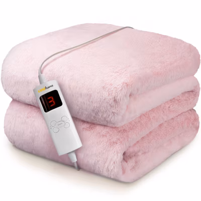 Plaid Chauffant Électrique En Fausse Fourrure De Luxe – Rose