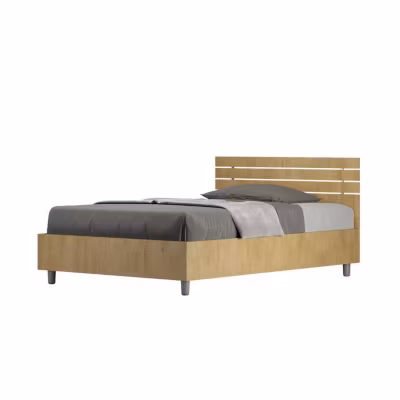 Lit sans sommier Tête de lit droite 120×200 à lattes en chêne Ankel