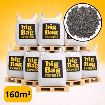 PACK 8 X BIG BAG de +/- 1,5T – 160M² Gravillon Grain de Riz Gris 2/6 mm – Livraison PREMIUM