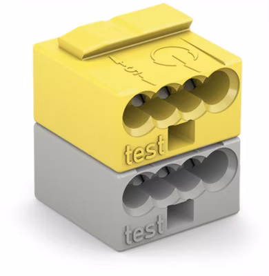 Connecteur femelle pour 4 conducteurs PUSH WIRE Gris clair et Jaune – Boite de 50 – WAGO – 243-212