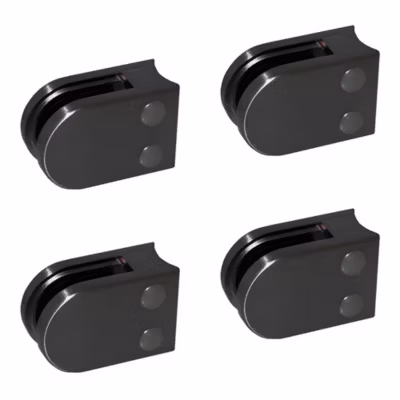 4 x Pince à verre pour tube diam. 42,4 modèle 02 – Ep. verre 6 mm – Inox noir anthracite
