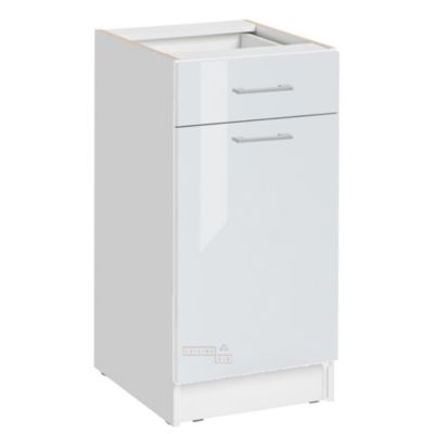Cuisineandcie – Meuble bas de cuisine Eco Blanc Brillant 1 porte 1 tiroir L 40 cm