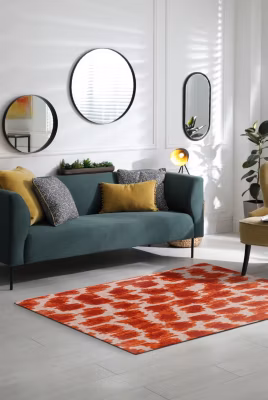 Tapis – Collection Ikat Beneffito – Orange blood – Tapis d&rsquo;intérieur moderne et doux – Rectangulaire – 170 x 240 cm