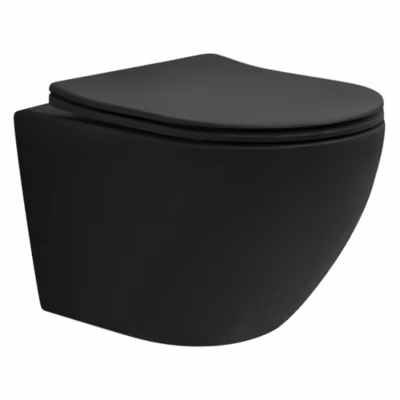 WC suspendu court nano chasse d&rsquo;eau tornado noir avec toilette Softclose