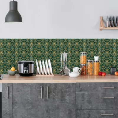 Crédence adhésive motifs déco design verte 50×200 cm