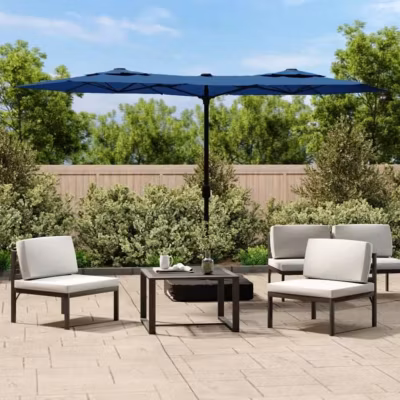 vidaXL Parasol de Jardin à Double Tête avec LED, Pare-soleil de Patio, Abri de Soleil, Parasol de Plage Terrasse Extérieur, 362976