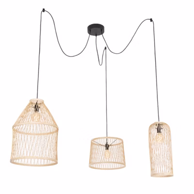 Suspension extérieure intelligente en rotin 3 lumières avec LED – Calamus