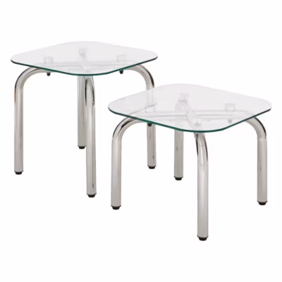 Lot de tables d&rsquo;appoint Hecate argent 50x50cm – Atmosphera