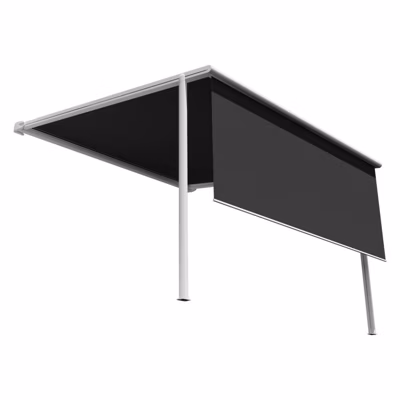 Store pergola toile rétractable – LURRA (Motorisé Secours à Télécommande – Blanc brillant – Noir – 4.00m x 3.00m)