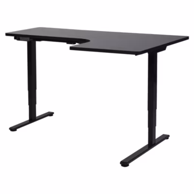 Bureau d&rsquo;angle réglable électriquement DESTINES Noir 160 cm 109 cm Côté droit