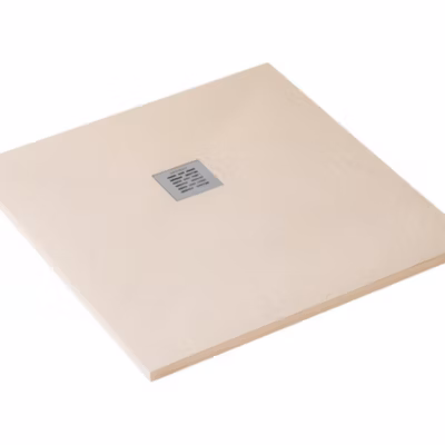 Receveur de douche à poser extra-plat épaisseur 28mm en pierre SANINDUSA STONIT Marina 100×80 antidérapant classé C3 beige