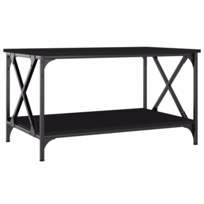 823317 vidaXL Table basse Noir 80x50x45 cm Bois d&rsquo;ingénierie et fer