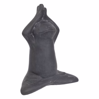 Statuette d&rsquo;extérieur grenouille Lia gris H18cm en ciment- Blanc- Atmosphera