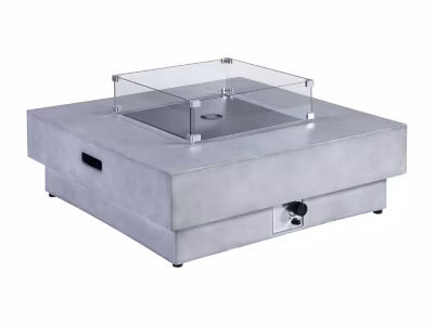Table braséro carrée au gaz en MGO effet béton – Foyer carré – SEROZA