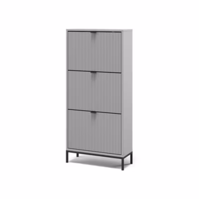 Vicco Benne à chaussures Gris 60x130cm avec 3 tiroirs pliants