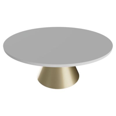 Artù Brass – Table de salle à manger ronde 120 cm en bois stratifié avec base conique en métal-Blanc
