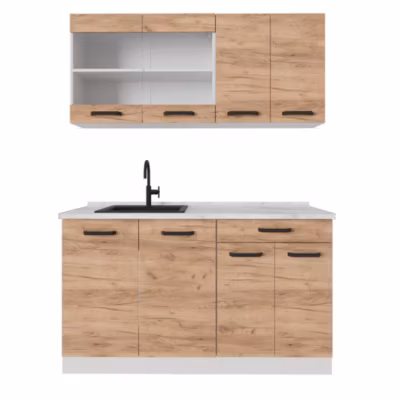 Vicco Cuisine Chêne doré/blanc 140cm sans PT