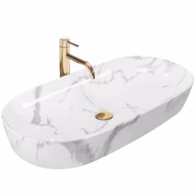 Vasque À Poser Rea Cleo 81 Marmo Shiny White Oval