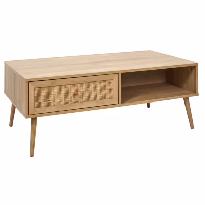 Table basse 1 tiroir et 1 niche en cannage BALI