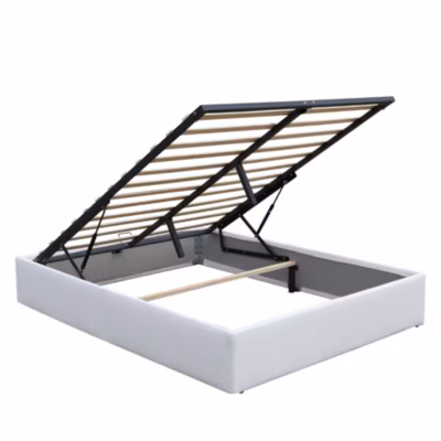 Lit coffrer blanc 140×200 cm – 14 lattes – montage rapide et facile – soutien ferme – confort optimal – usage quotidien