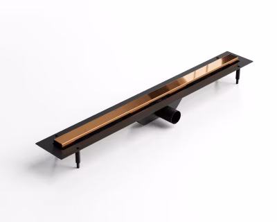 Caniveau Ilcom LIN  pour drain de douche en acier inoxydable Cuivre poli – 70cm x13cmx5cm