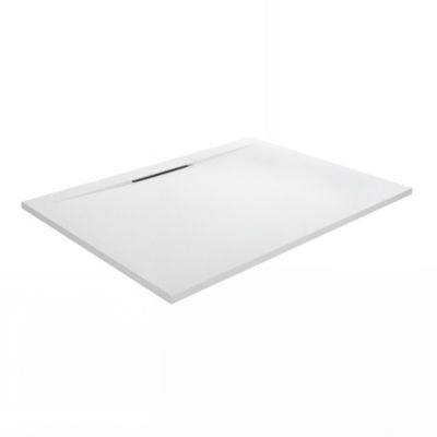 Receveur de douche Kinedo Kineline épaisseur 11cm 1,40mx90 blanc texture granit évacuation caniveau