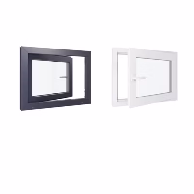 Fenêtre PVC – LxH 800×600 mm -Triple Vitrage – Bicolore blanc int/anthracite ext-poignée à gauche