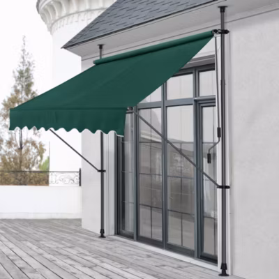 Store Banne Téléscopique Acier Polyester 250 x 120 x 220-309 cm Vert Foncé pro.tec