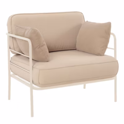 Chaise de jardin avec accoudoirs 80 cm PREGGEL beige structure crème