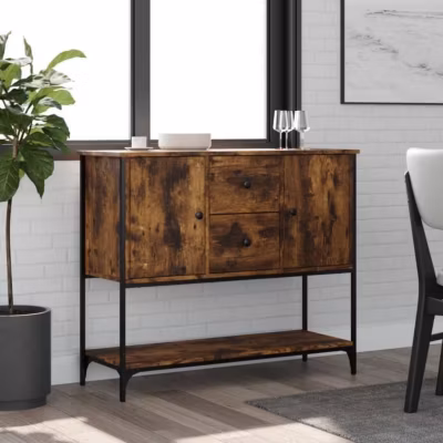 vidaXL Buffet chêne fumé 100x36x85 cm bois d&rsquo;ingénierie 835556
